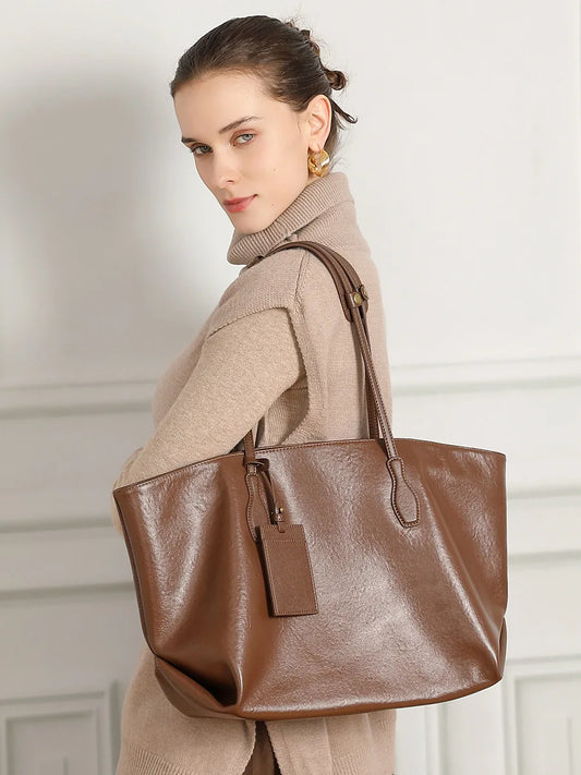 Genuine Leather Luxury Shoulder Tote Bag