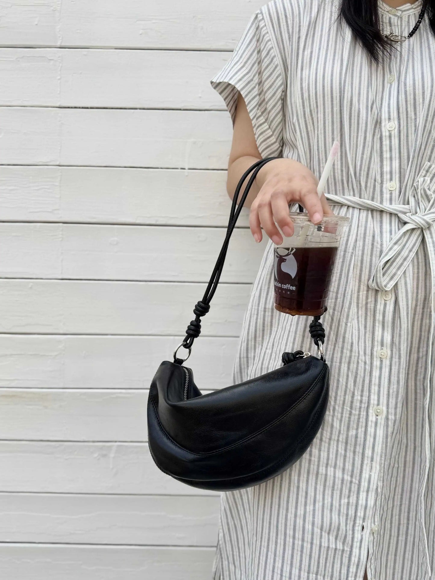 Premium Half Moon Leather Shoulder Handbag