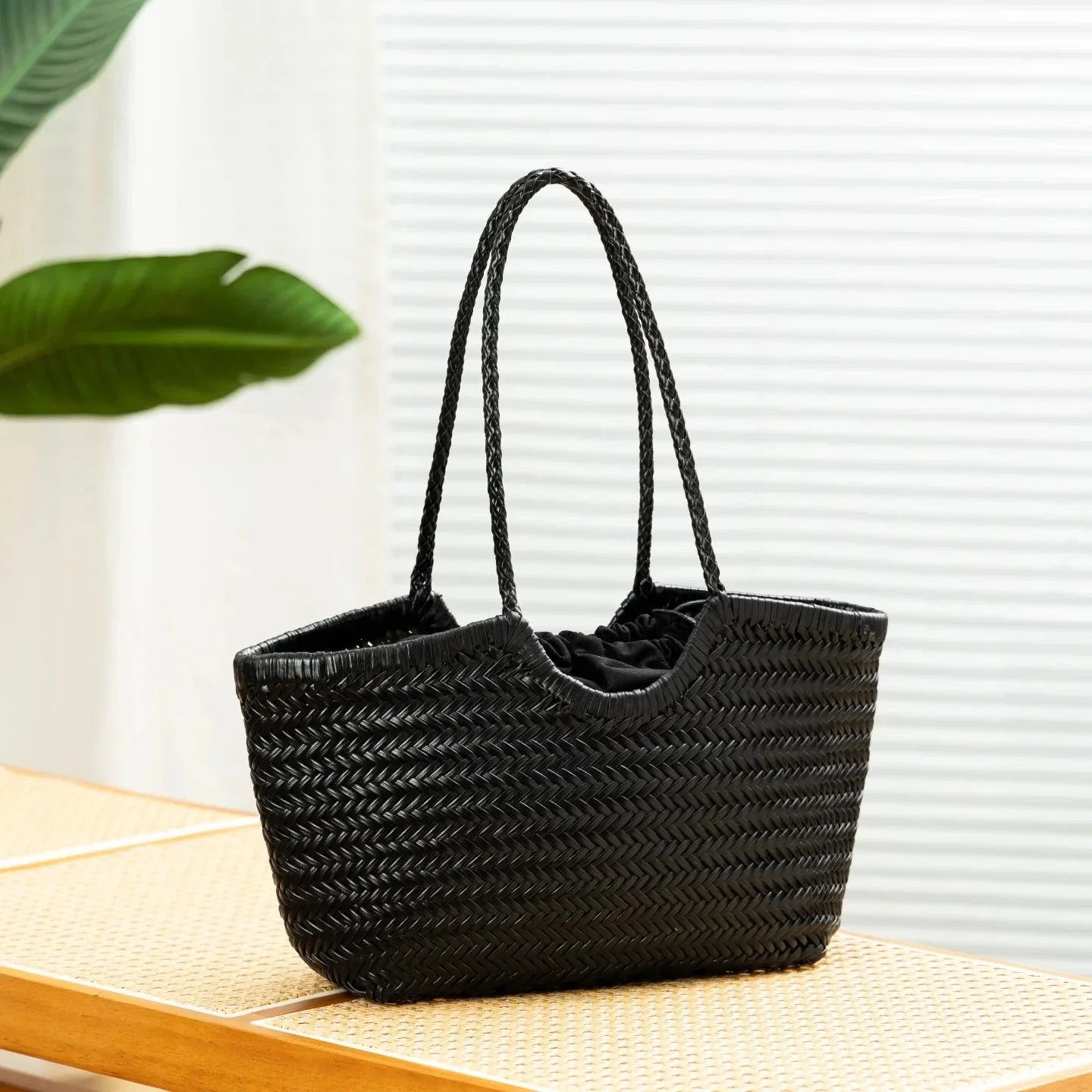 Genuine Leather Handwoven Luxury Beach Tote Bag