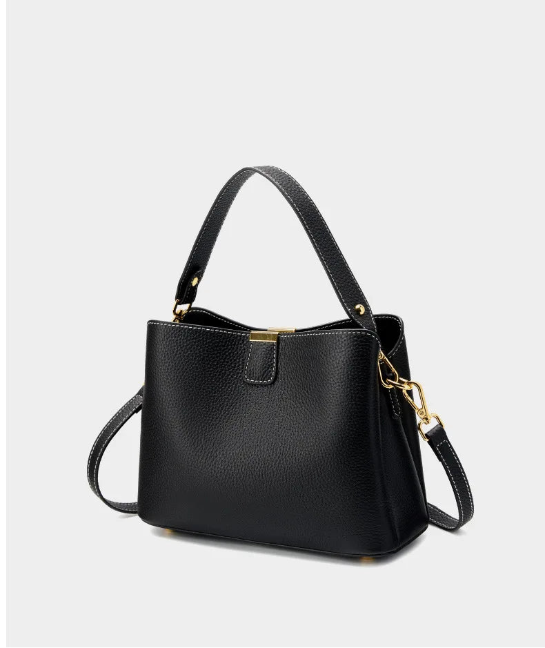 Elite Top Grain Genuine Leather Large Capacity Bucket Bag