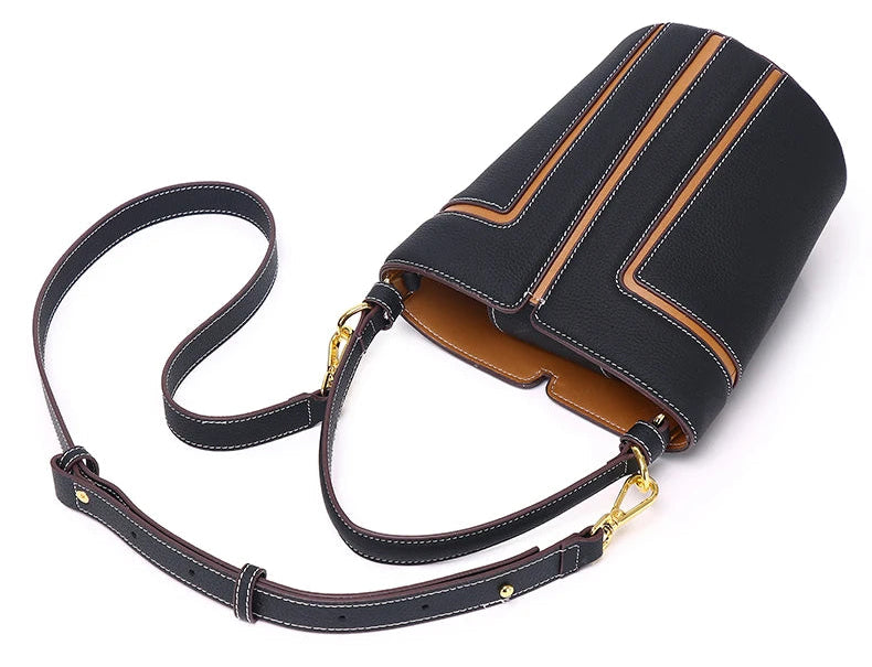 Opulent Genuine Leather Bucket Bag