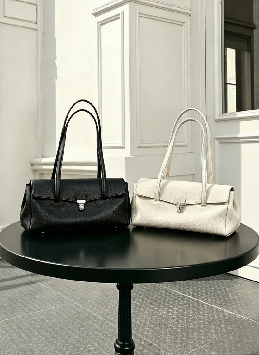 Aura Genuine Leather Lock-Clasp Envelope Bag