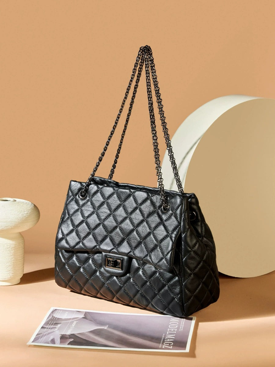Quilted Leather Chain Shoulder Bag