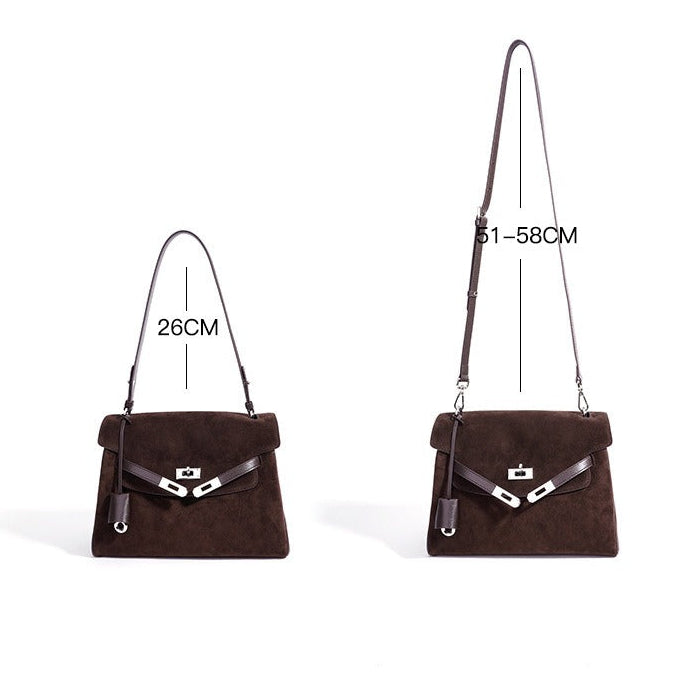 Suede Aura Flap Shoulder Bag