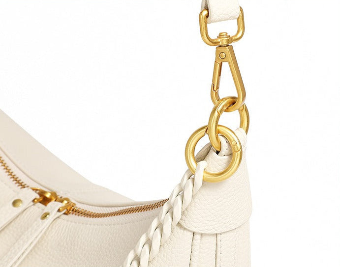 Elegant Pebbled Leather Crescent Bag