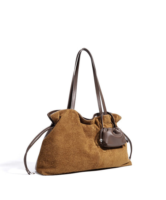 Large Suede Tote with Mini Pouch