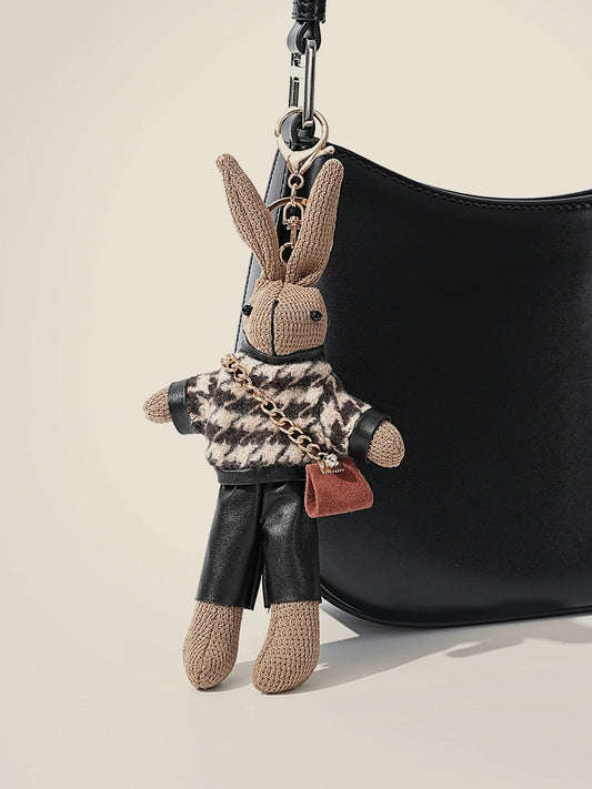 Houndstooth Bunny Plush Bag Charm