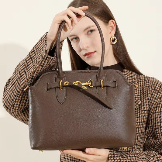 Premium Soft Cowhide Commuter Tote Bag