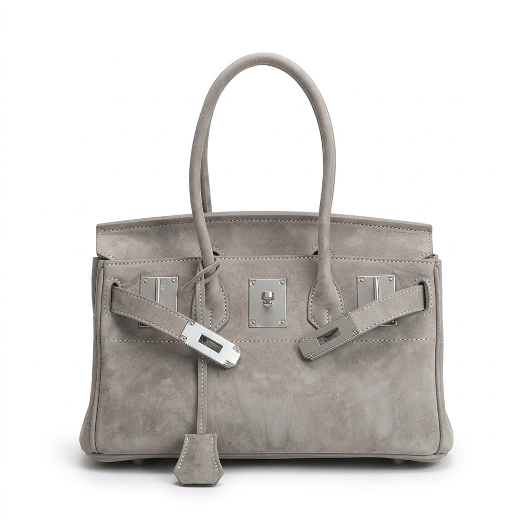 Suede Flap Top-Handle Bag