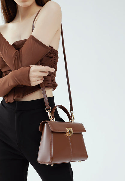 Genuine Leather Luxury Designer Square Handbag
