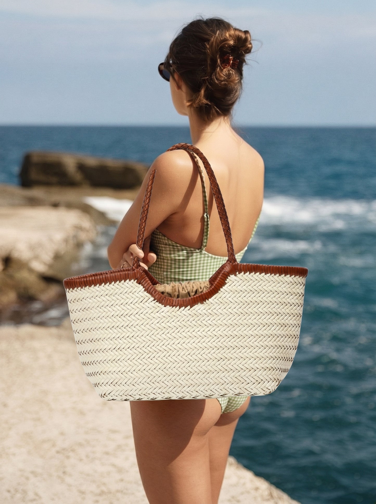 Genuine Leather Handwoven Luxury Beach Tote Bag