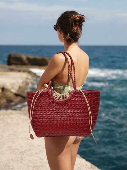 Genuine Leather Handwoven Luxury Beach Tote Bag