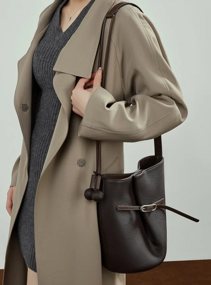 Cascade Genuine Leather Loop Bucket Bag