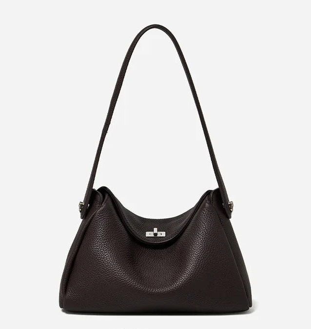 Vesper Genuine Leather Turn-Lock Contour Hobo