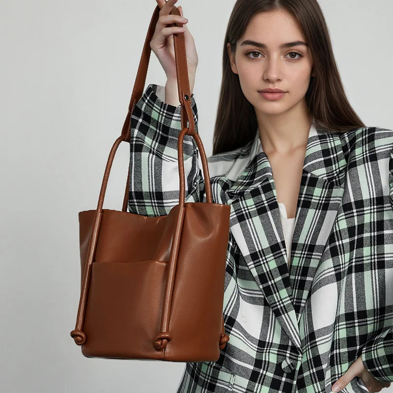 Elysian Genuine Leather High-Quality Soft Cowhide Tote Bag