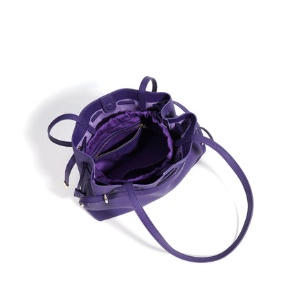 Stellar Genuine Leather Drawstring Pleated Tote