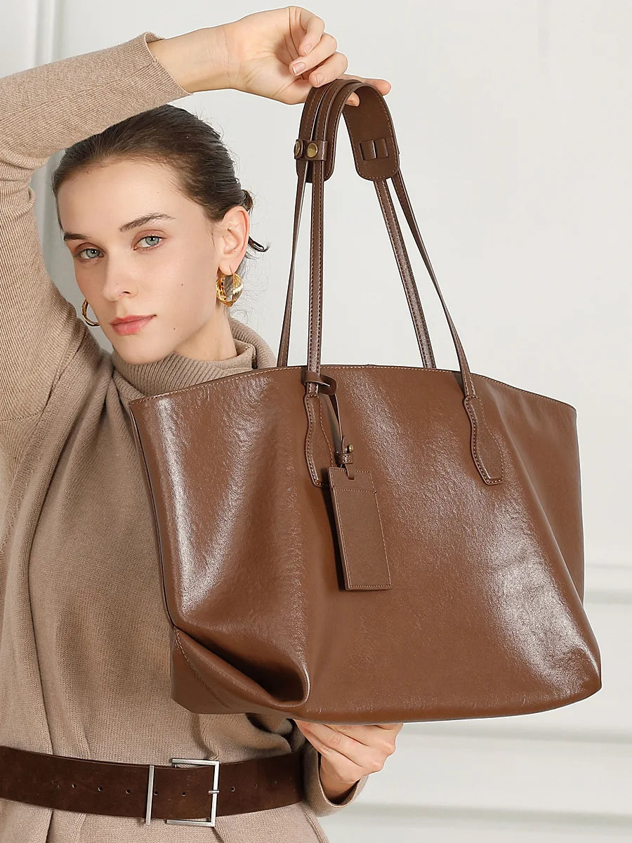 Genuine Leather Luxury Shoulder Tote Bag