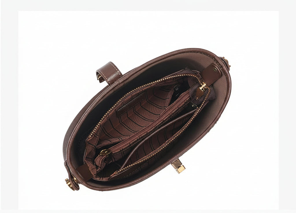 Genuine Leather Luxury Bucket Handbag