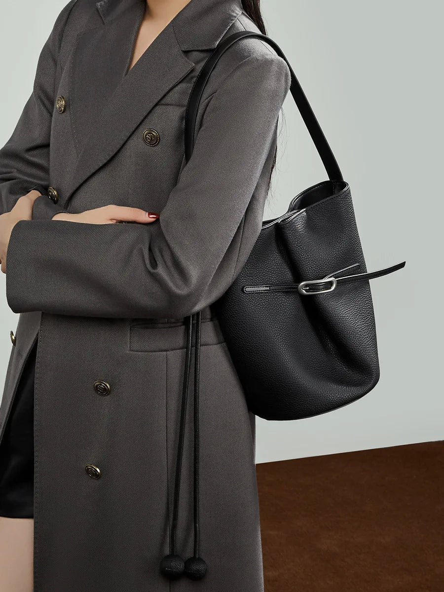 Cascade Genuine Leather Loop Bucket Bag