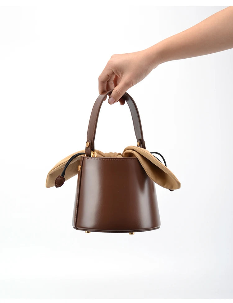 Artisanal Bow Knot Cowhide Bucket Bag