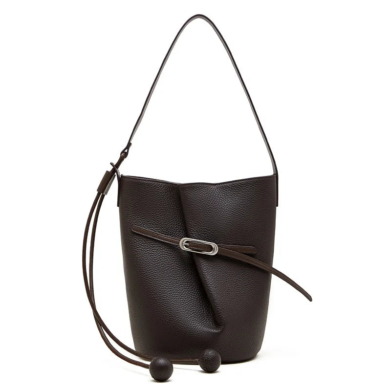 Cascade Genuine Leather Loop Bucket Bag