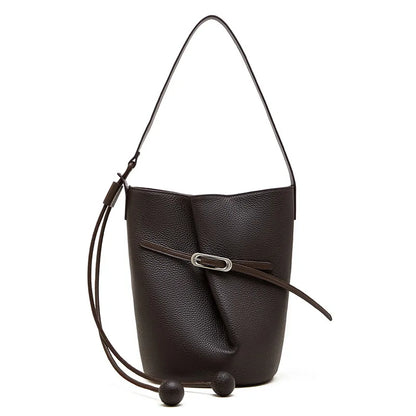Cascade Genuine Leather Loop Bucket Bag