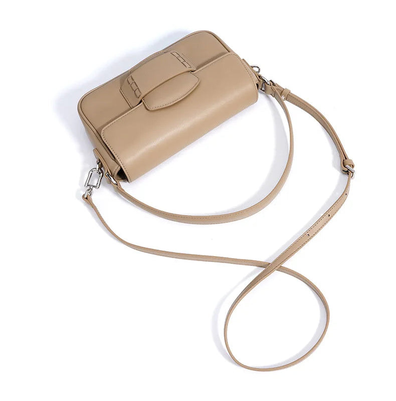 Genuine Leather Flap Crossbody Bag