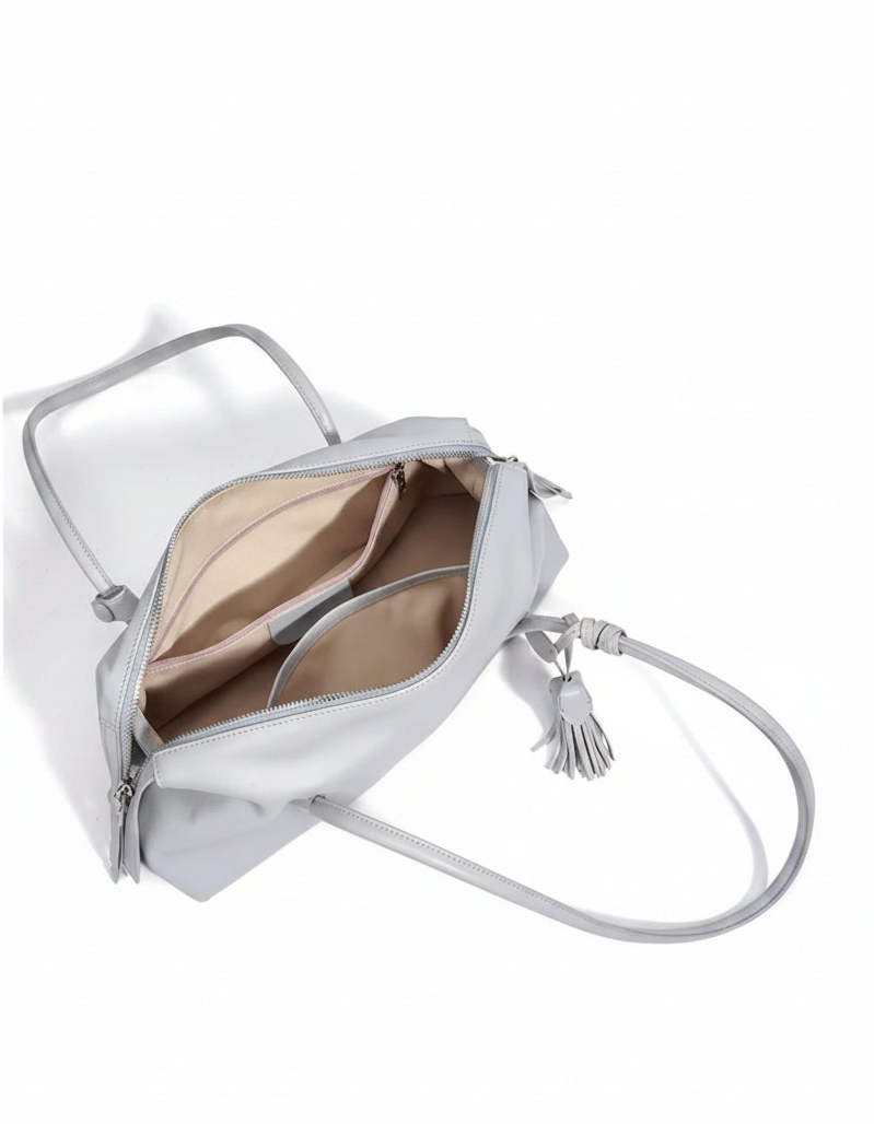 Serene Genuine Leather Elongated Barrel Handbag