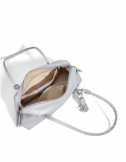 Serene Genuine Leather Elongated Barrel Handbag
