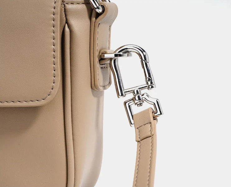 Genuine Leather Flap Crossbody Bag