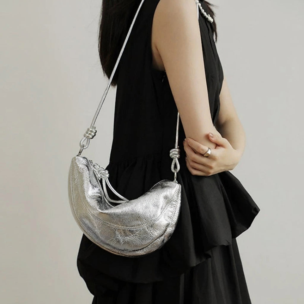 Premium Half Moon Leather Shoulder Handbag