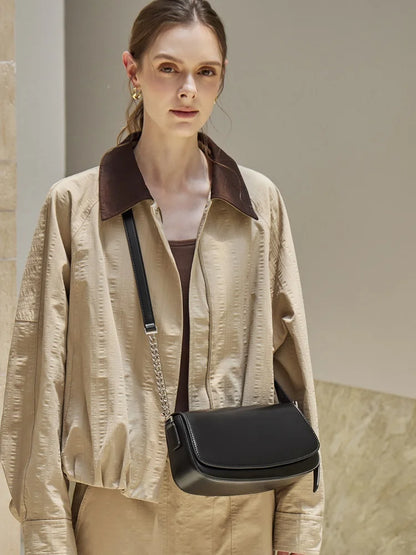 Nova Genuine Leather Asymmetric Strap Underarm Bag