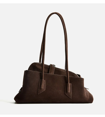 Genuine Leather Modern Curved Shoulder Bag