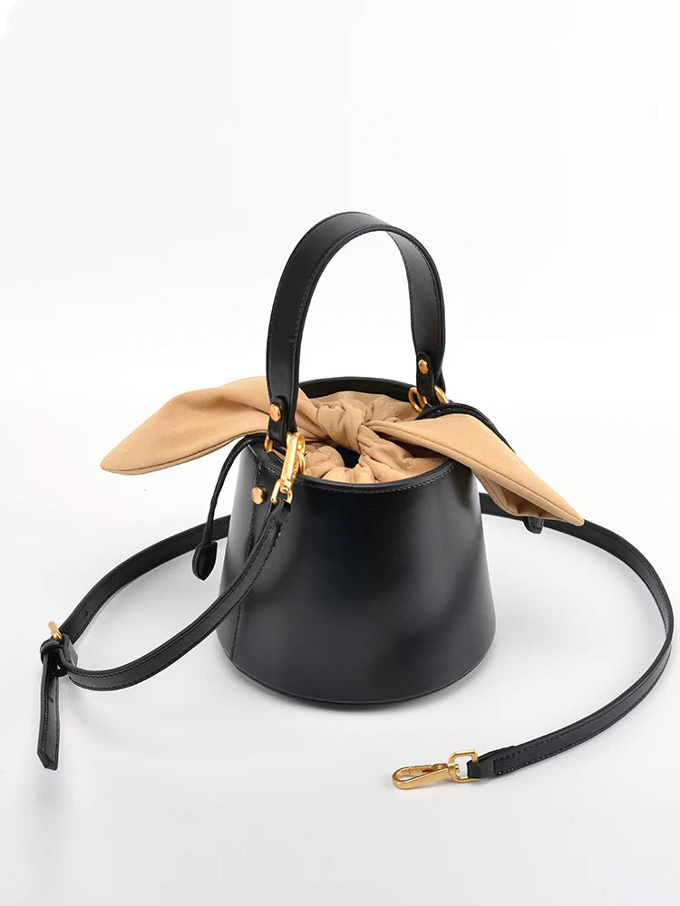 Artisanal Bow Knot Cowhide Bucket Bag