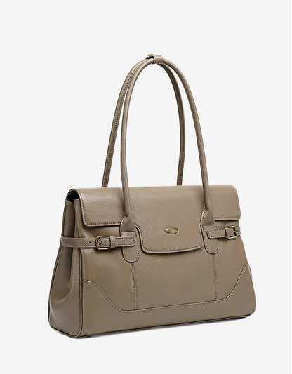 Aura Genuine Leather Side-Buckle Vintage Tote