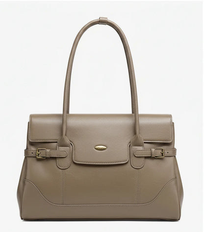 Aura Genuine Leather Side-Buckle Vintage Tote
