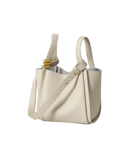 Exquisite Genuine Leather Versatile Casual Bucket Handbag