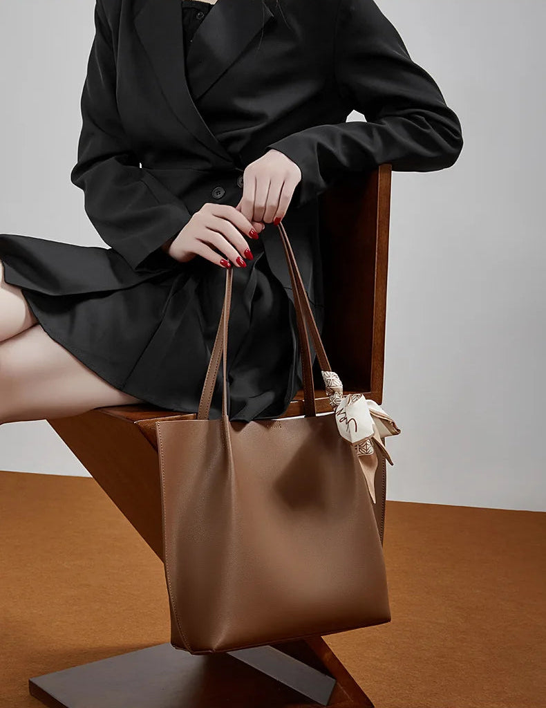 Meridian Genuine Leather Scarf-Accent Tote