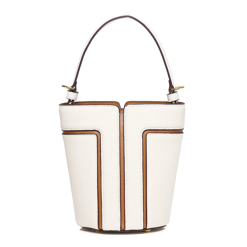 Opulent Genuine Leather Bucket Bag