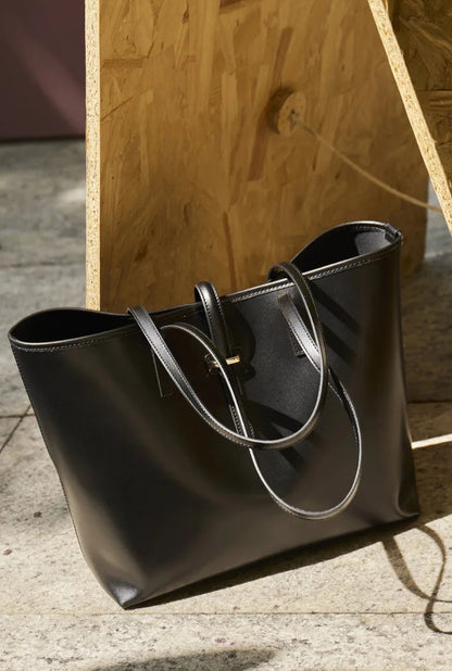 Serene Top Grain Leather Minimalist Oversized Shoulder Bag