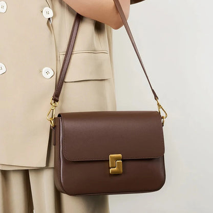 Aura Genuine Leather Luxury Small Square Crossbody Bag