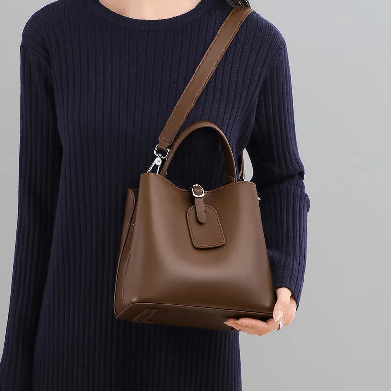 Vanguard Genuine Leather Sculptural Bucket Bag