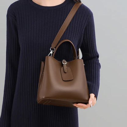 Vanguard Genuine Leather Sculptural Bucket Bag