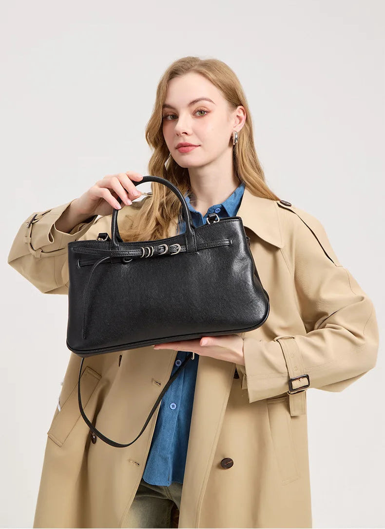 Monarch Genuine Leather Retro Style Everyday Handbag
