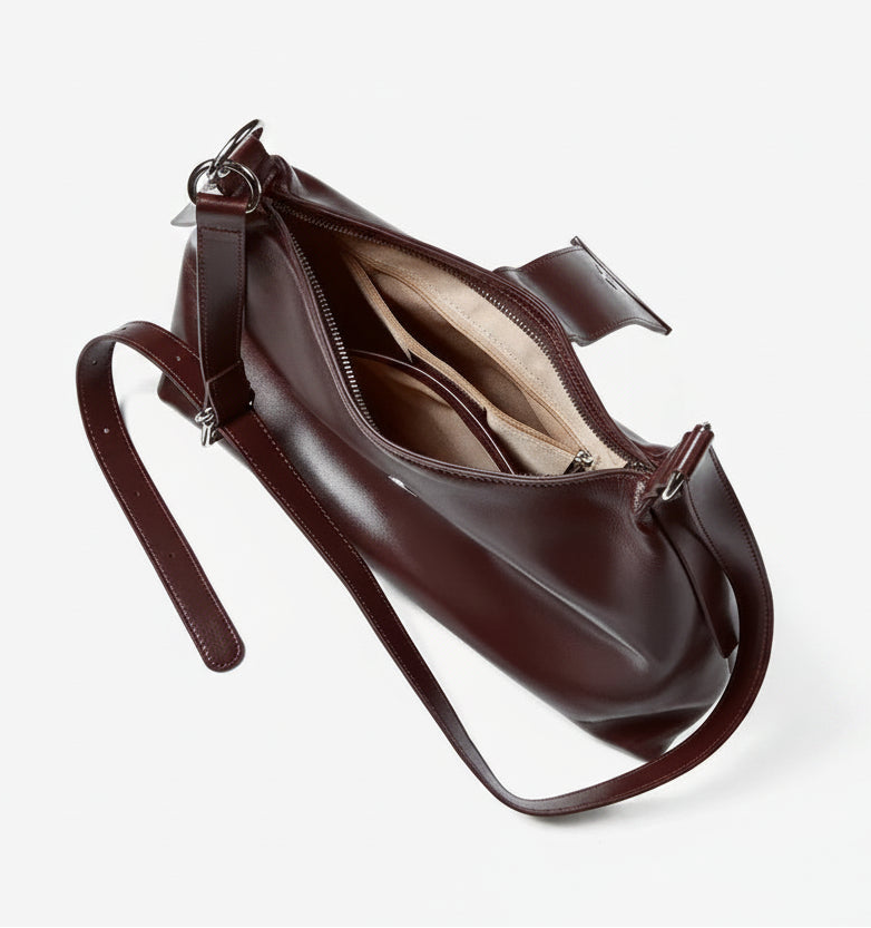 Aura Genuine Leather Milano Curved Shoulder Bag