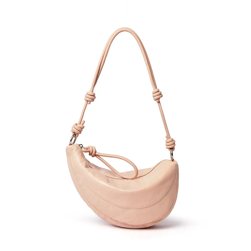 Premium Half Moon Leather Shoulder Handbag