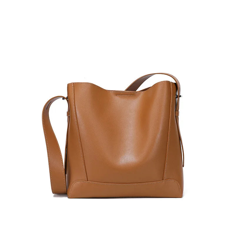 Genuine Leather  Bucket Shoulder Bag