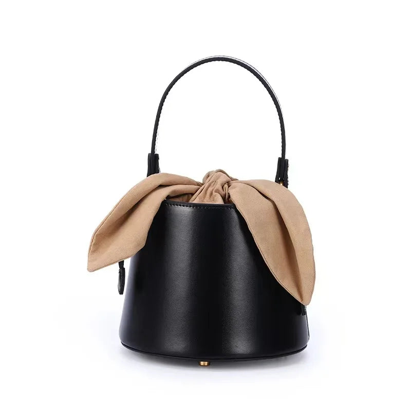 Artisanal Bow Knot Cowhide Bucket Bag
