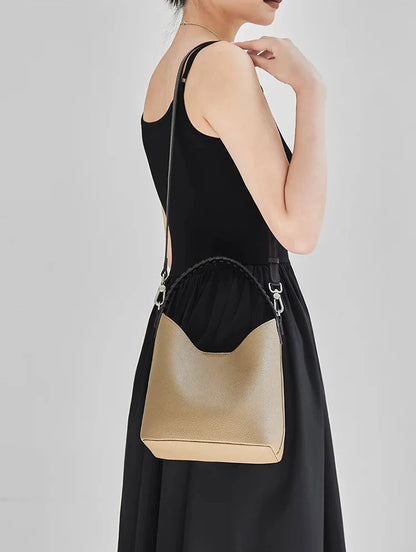 Lyra Artisan Genuine Leather Hand-Woven Accent Tote