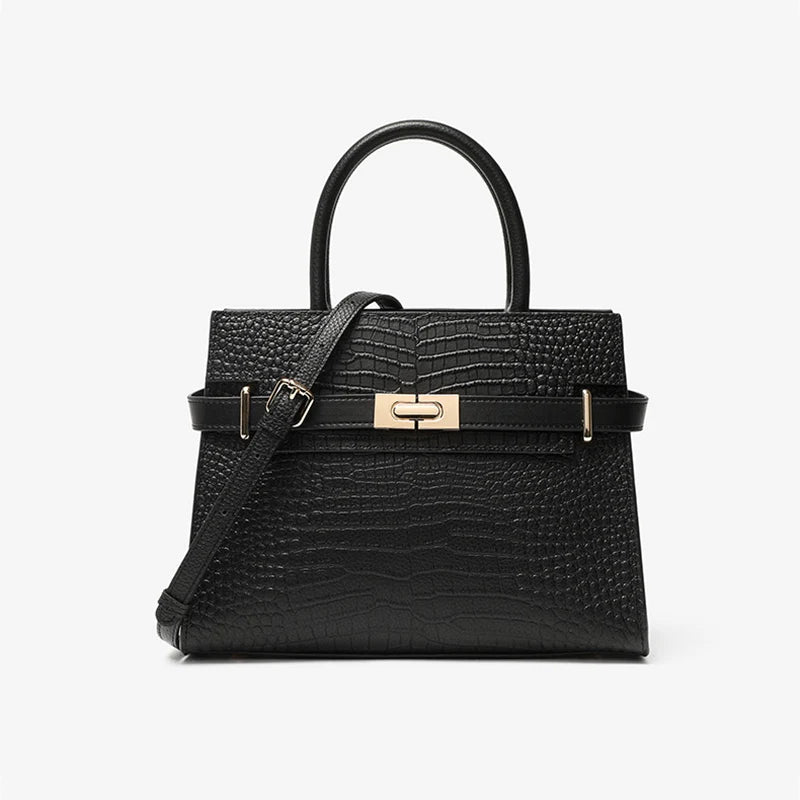 Crocodile Texture Leather Handbag